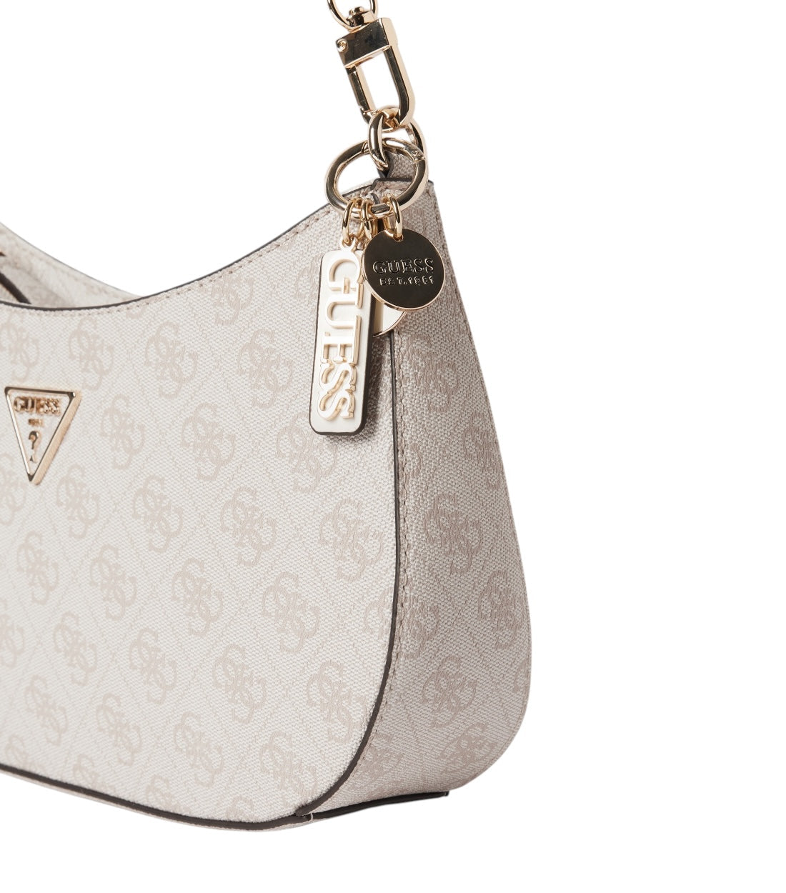 Beige noelle handbag with label application