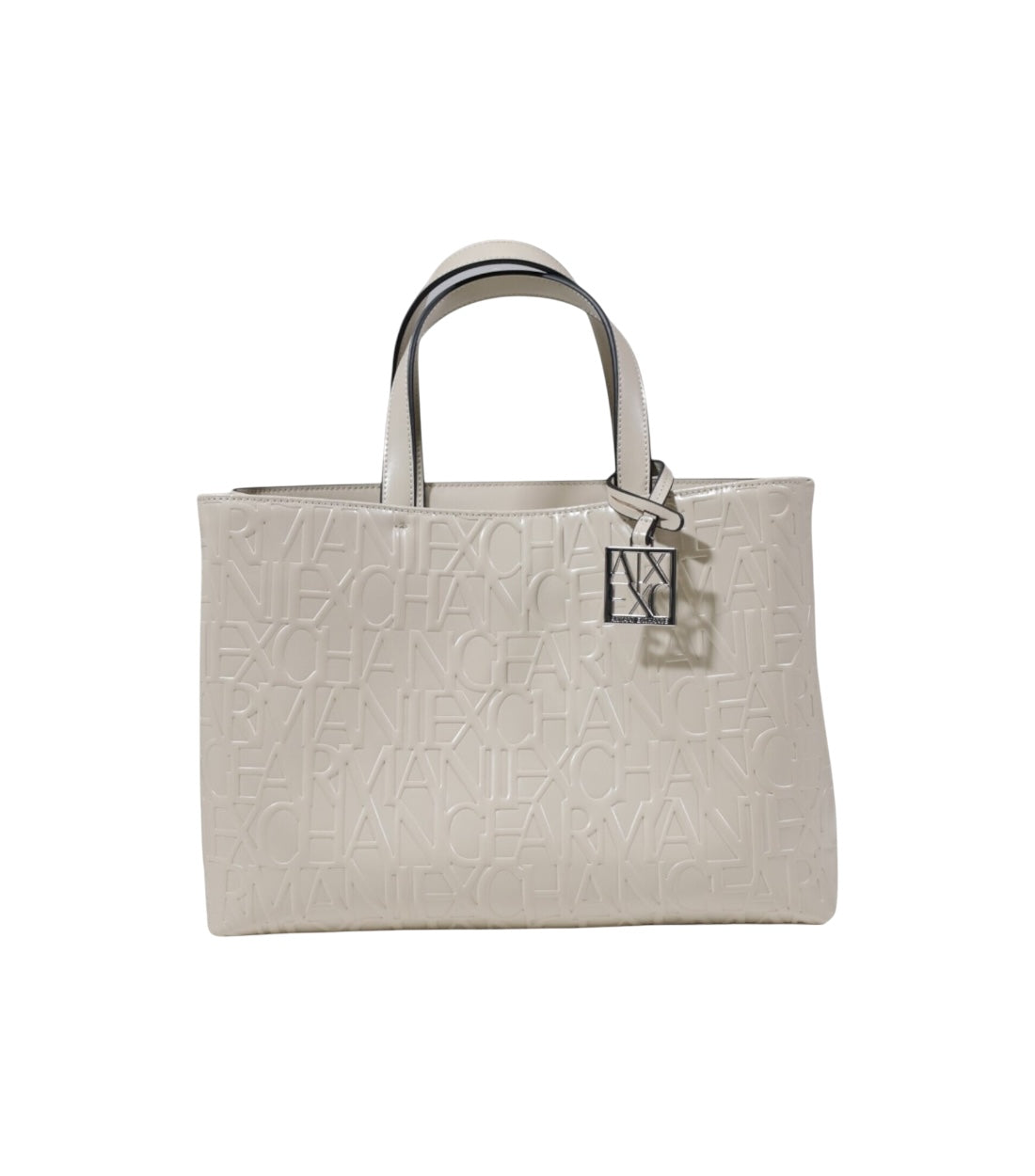 Beige leren shopper handtas