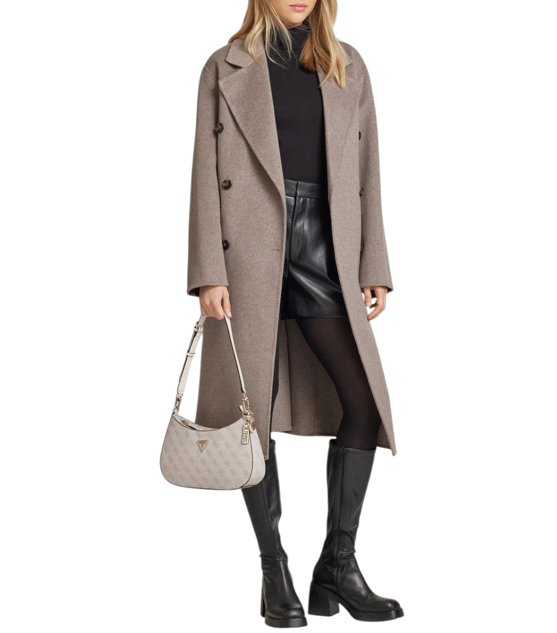 Beige noelle handbag with label application