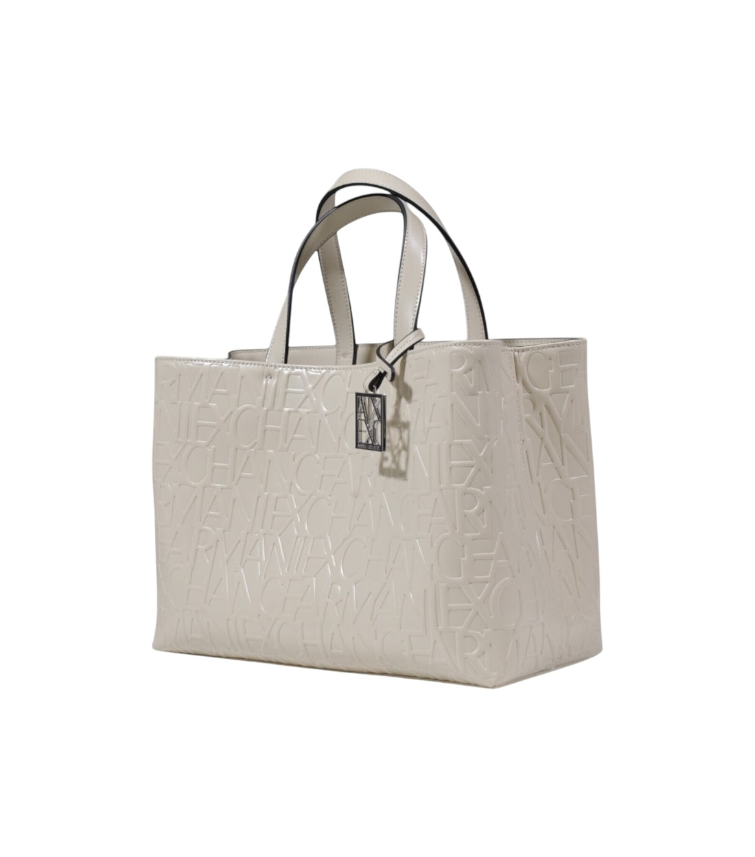 Beige leren shopper handtas