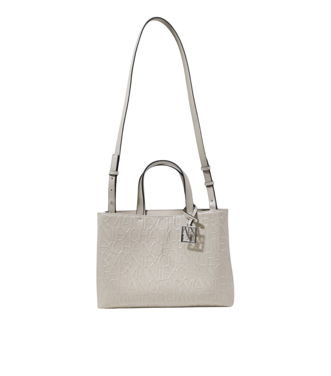 Beige leren shopper handtas
