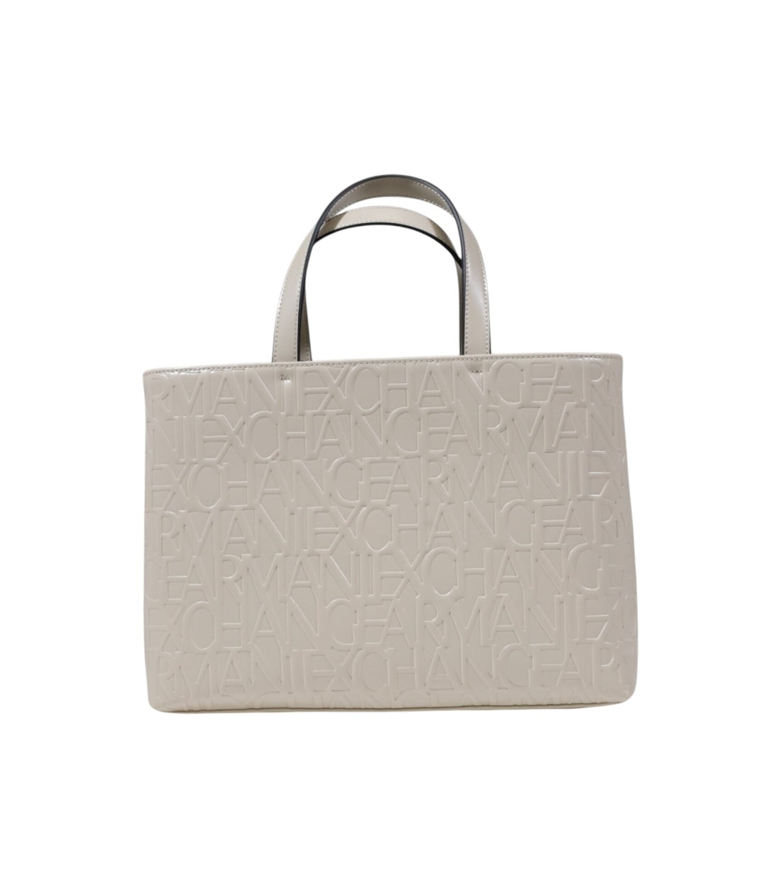 Beige leren shopper handtas