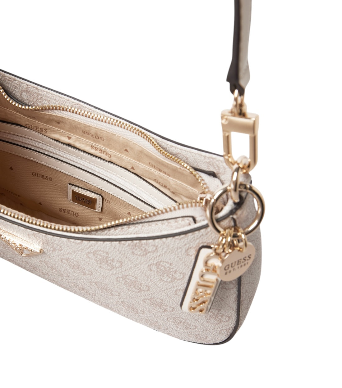 Beige noelle handbag with label application