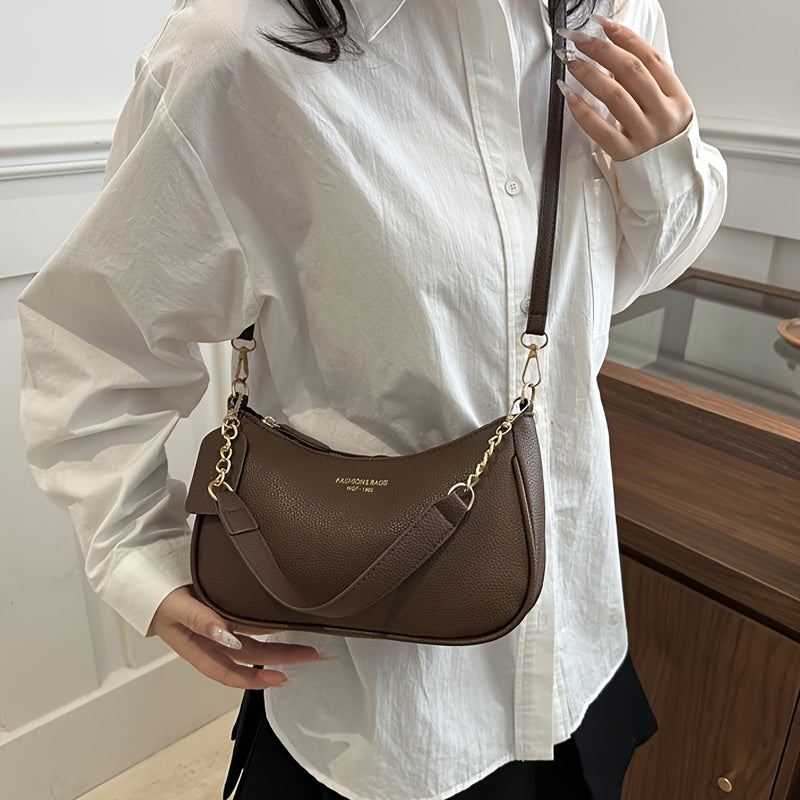 Halve Maan Schoudertas – Trendy design with gold chain