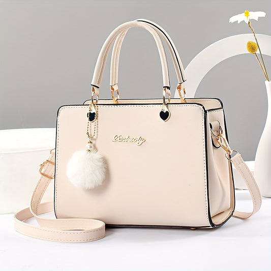 Elegant schoudertas – light weight design with pompom detail