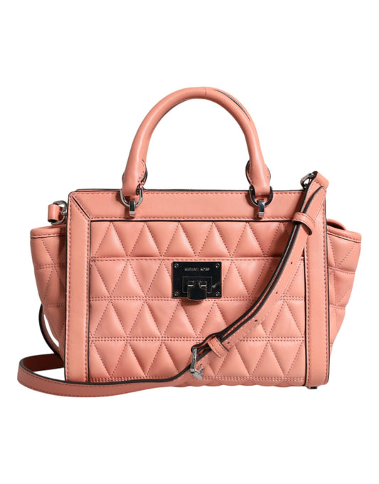 Beige quilted leather logo crossbody vivianne messenger bag