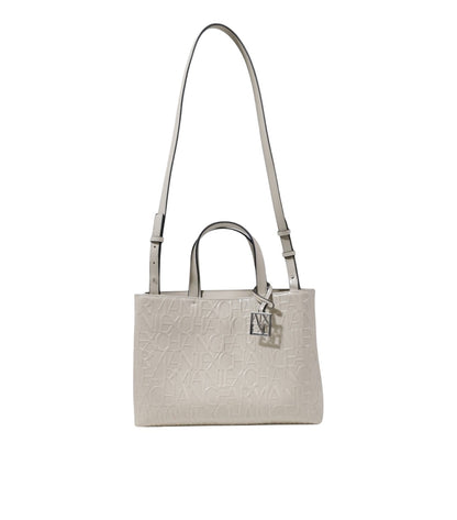 Beige leren shopper handtas